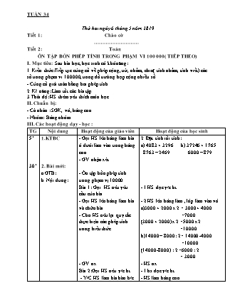 Giáo án khối 3 - Tuần 34 - Năm học 2018-2019