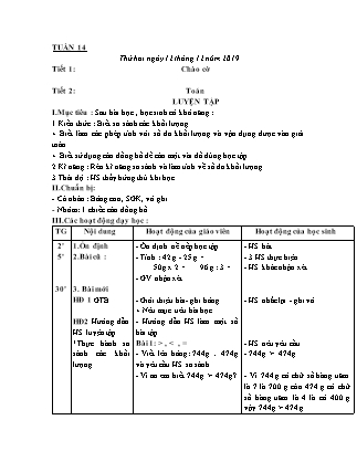 Giáo án lớp 3 - Tuần 14 - Năm học 2018-2019