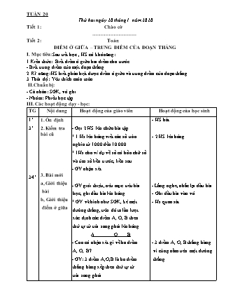 Giáo án lớp 3 - Tuần 20 - Năm học 2018-2019