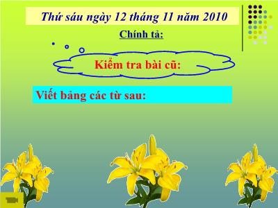 Bài giảng Chính tả Lớp 3 - Tuần 13: Nghe viết Vàm cỏ Đông - Năm học 2010-2011