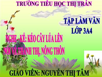 Bài giảng Tập làm văn 3 - Nghe - Kể: Kéo cây lúa lên. Nói về thành thị, nông thôn - Giáo viên: Nguyễn Thị Tâm