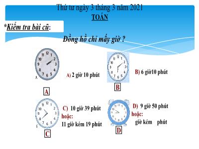 Bài giảng môn học Toán lớp 3 - Làm quen với chữ số La Mã