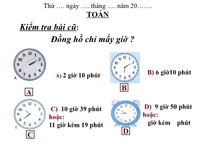 Bài giảng môn Toán 3 - Làm quen với chữ số La Mã