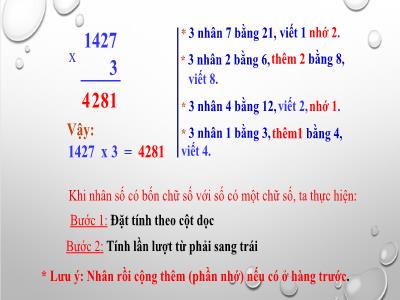 Bài giảng môn Toán 3 - Nhân số có ba chữ số với số có một chữ số