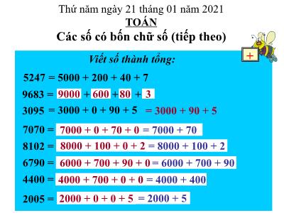 Bài giảng môn Toán học khối 3 - Các số có bốn chữ số (tiếp theo)