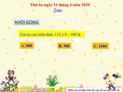 Bài giảng môn Toán học khối 3 - Nhân số có bốn chữ số với số có một chữ số