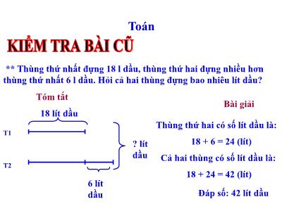 Bài giảng môn Toán khối 3 - Bài toán giải bằng hai phép tính