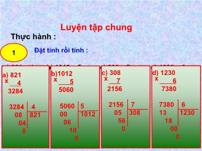 Bài giảng môn Toán khối 3 - Luyện tập chung (trang 120)