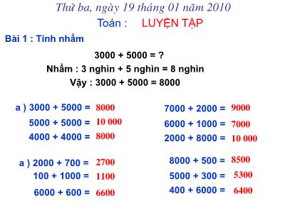 Bài giảng môn Toán khối 3 - Luyện tập trang 109