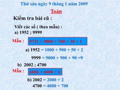 Bài giảng môn Toán lớp 3 - Số 10 000. Luyện tập