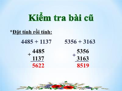 Bài giảng Toán 3 - Bài 57: Phép trừ các số trong phạm vi 10000 (Tiết 1)