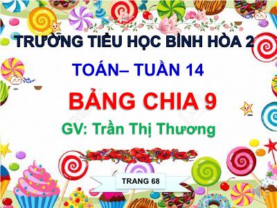 Bài giảng Toán 3 - Bảng chia 9 - Giáo viên: Trần Thị Thương