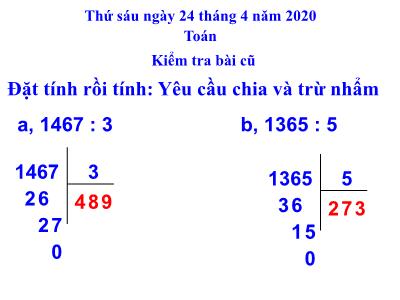 Bài giảng Toán 3 - Chia số có bốn chữ số cho số có một chữ số (tt)