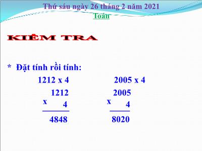 Bài giảng Toán 3 - Luyện tập (tr114)