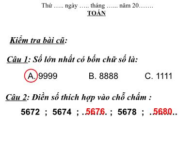 Bài giảng Toán 3 - Luyện tập Trang 103