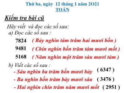 Bài giảng Toán 3 - Luyện tập Trang 94 - GV: Trịnh Thị Xuân