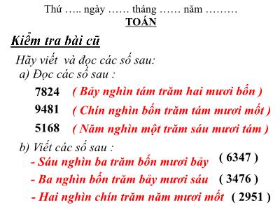 Bài giảng Toán 3 - Luyện tập trang 94