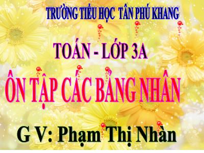 Bài giảng Toán 3 - Ôn tập các bảng nhân - G V: Phạm Thị Nhàn