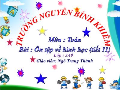 Bài giảng Toán 3 - Ôn tập về hình học (tiết 11) - Giáo viên: Ngô Trung Thành