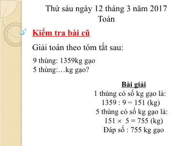 Bài giảng Toán học lớp 3 - Luyện tập Trang 129