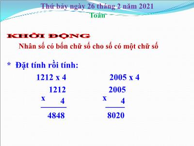 Bài giảng Toán học lớp 3 - Tiết 110: Luyện tập