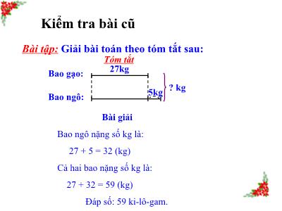 Bài giảng Toán khối 3 - Bài toán giải bằng hai phép tính (tiếp theo)