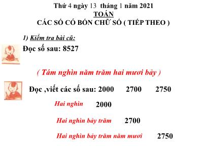 Bài giảng Toán khối 3 - Các số có bốn chữ số (tiếp theo)