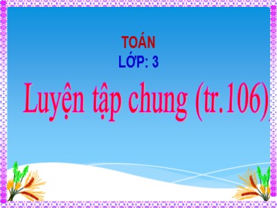 Bài giảng Toán khối 3 - Luyện tập chung (tr.106)