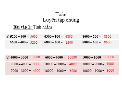 Bài giảng Toán khối 3 - Luyện tập chung Trang 106