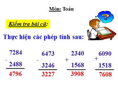 Bài giảng Toán lớp 3 - Luyện tập chung Trang 106