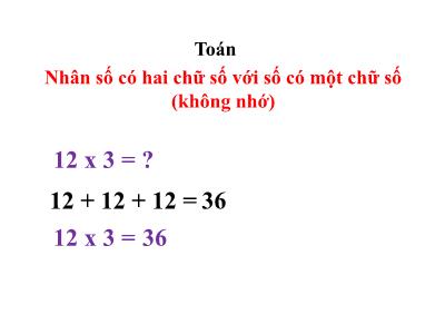 Bài giảng Toán lớp 3 - Nhân số có hai chữ số với số có một chữ số (không nhớ)