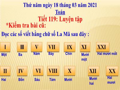 Bài giảng Toán lớp 3 - Tiết 119: Luyện tập