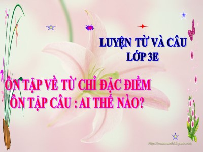 Bài giảng môn Luyện từ và câu 3 - Ôn tập về từ chỉ đặc điểm. Ôn tập câu: Ai thế nào?