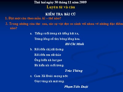 Bài giảng môn Luyện từ và câu lớp 3 - Mở rộng vốn từ: các dân tộc. Luyện đặt câu có hình ảnh so sánh