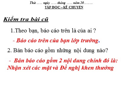 Bài giảng Tập đọc + Kể chuyện lớp 3 - Ở lại với chiến khu (Theo Phùng Quán)