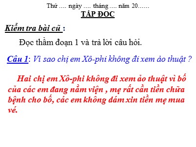 Bài giảng Tập đọc khối 3 - Chương trình xiếc đặc sắc