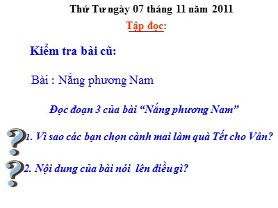 Bài giảng Tập đọc khối 3 - Tuần 12: Cảnh đẹp non sông