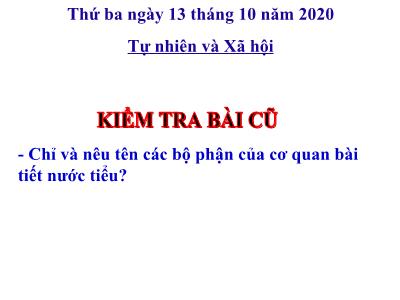 Bài giảng Tự nhiên và Xã hội 3 - Tiết 11: Vệ sinh cơ quan bài tiết nước tiểu