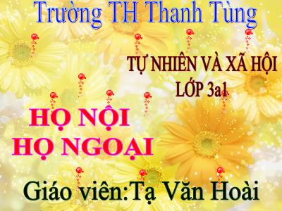 Bài giảng Tự nhiên & xã hội 3 - Họ nội, họ ngoại - Giáo viên: Tạ Văn Hoài