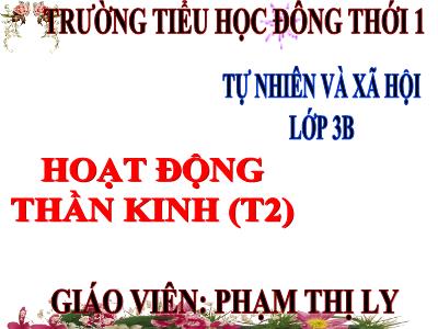 Bài giảng Tự nhiên & xã hội 3 - Hoạt động thần kinh (t2) - Giáo viên: Phạm Thị Ly