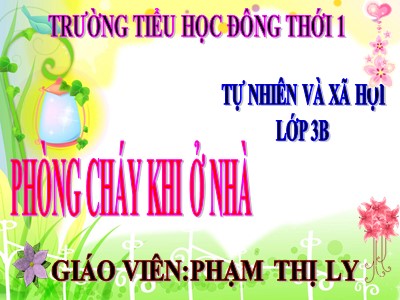 Bài giảng Tự nhiên & xã hội 3 - Phòng cháy khi ở nhà - Giáo viên: Phạm Thị Ly