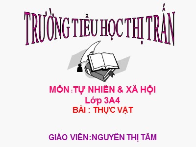 Bài giảng Tự nhiên & xã hội 3 - Thực Vật - Giáo viên: Nguyễn Thị Tâm