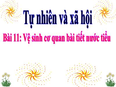 Bài giảng Tự nhiên & xã hội khối 3 - Bài 11: Vệ sinh cơ quan bài tiết nước tiểu