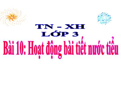 Bài giảng Tự nhiên & xã hội lớp 3 - Bài 10: Hoạt động bài tiết nước tiểu