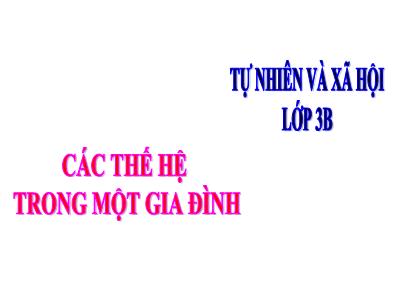 Bài giảng Tự nhiên & xã hội lớp 3 - Tiết 19: Các thế hệ trong một gia đình