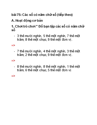 Bài tập Toán Lớp 3 - Bài 75: Các số có năm chữ số (Tiếp theo)