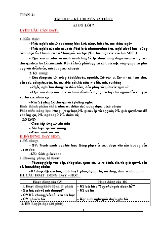 Giáo án phát triển năng lực Tổng hợp các môn Lớp 3 theo CV2345 - Tuần 2