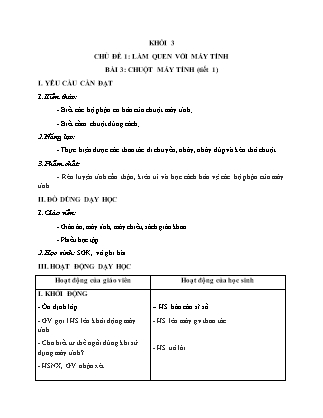 Giáo án Tin học Lớp 3 - Bài 3: Chuột máy tính