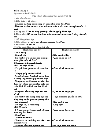 Giáo án Tin học Lớp 3 - Chủ đề 2 - Tập vẽ với phần mềm Tux paint - Năm học 2021-2022