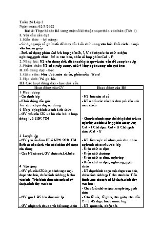 Giáo án Tin học Lớp 3 - Chủ đề 3: Soạn thảo văn bản - Bài 8: Thực hành bổ sung một số kĩ thuật soạn thảo văn bản - Năm học 2021-2022